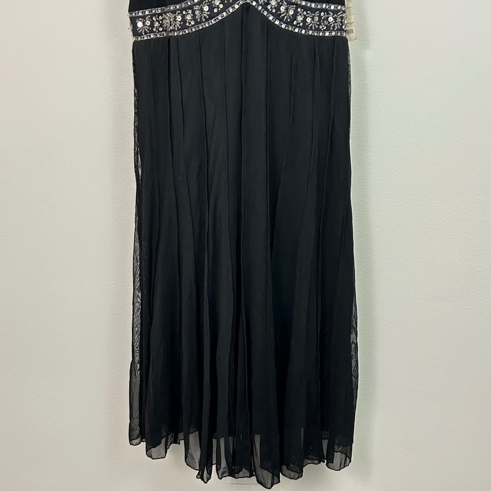 VTG MixIT Black Sequin Beaded Empire‎ Waist Mesh Overlay Dress Womens 12 NEW - Picture 5 of 15